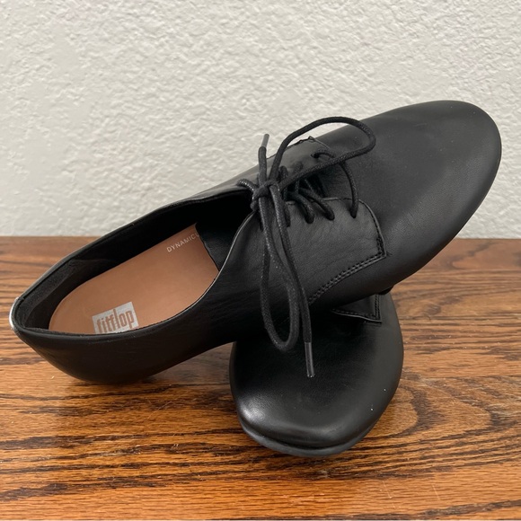 Fitflop Black Lace Tie Up Adeola Derby Oxfords Size 10 - Picture 6 of 9